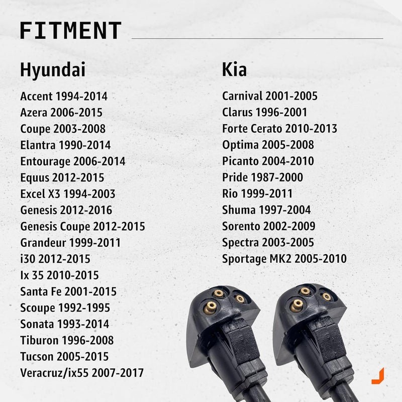 Click&Fit فوهات غسيل الزجاج الأمامي متوافقة مع هيونداي توكسون 2005-2015، إيلانtra 90-14، سانتا في 2001-2015، سوناتا، كيا سبورتاج 2005-2010 – بدائل لرشاشات غسيل المساحات، عبوة من 2 - Image 2